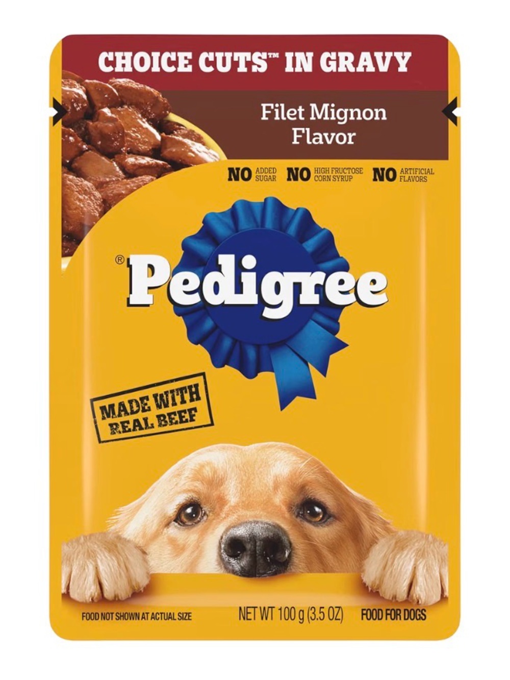 Pedigree Choice Cuts in Gravy Wet Dog Food Pouch, Filet Mignon, 3.5 oz.